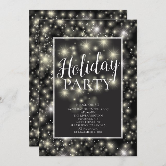 Modern Star Burst Holiday Party Invitation (Front/Back)