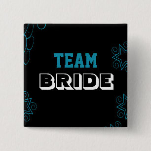 modern star floral Team Bride women 2 Inch Square Button