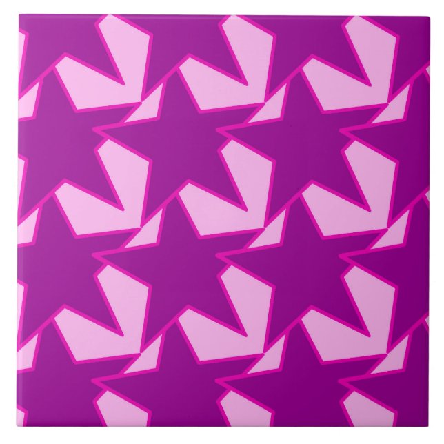 Modern Star Geometric - amethyst purple and pink Tile (Front)