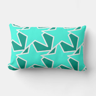 Modern Star Geometric - Aqua and turquoise Lumbar Pillow