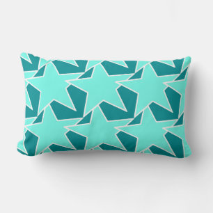 Modern Star Geometric - Aqua and turquoise Lumbar Pillow