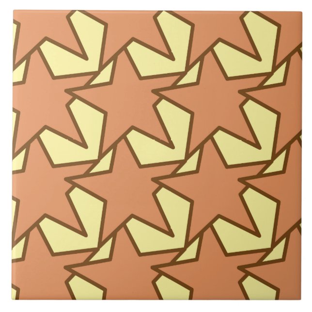 Modern Star Geometric - caramel and yellow Tile (Front)