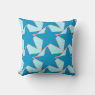 Modern Star Geometric - cerulean and sky blue Throw Pillow