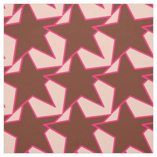 Modern Star Geometric - chocolate and peach Fabric (Swatch)