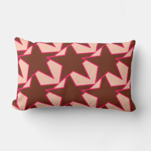 Modern Star Geometric - chocolate and peach Lumbar Pillow