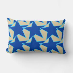 Modern Star Geometric - cobalt blue and taupe Lumbar Pillow