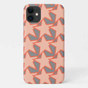 Modern Star Geometric, Coral Orange and Gray iPhone 11 Case