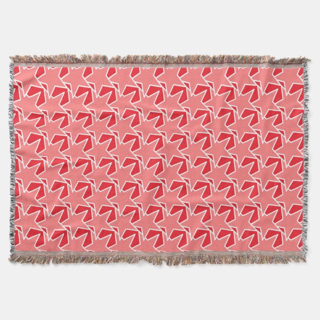 Modern Star Geometric - coral pink and red Throw Blanket (Front)