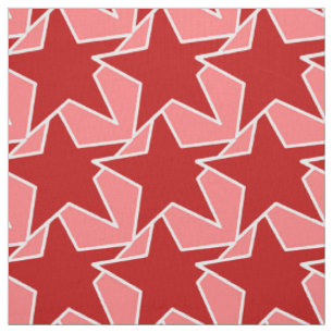 Modern Star Geometric - coral red and pink Fabric