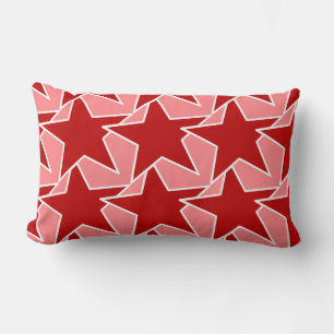 Modern Star Geometric - coral red and pink Lumbar Pillow