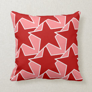 Modern Star Geometric - coral red and pink Throw Pillow