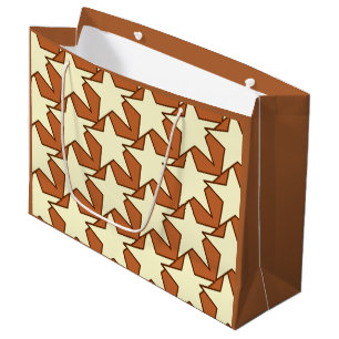 Modern Star Geometric - cream and camel tan Large Gift Bag