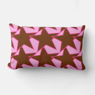 Modern Star Geometric - dark brown and pink Lumbar Pillow