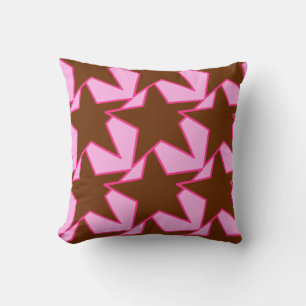 Modern Star Geometric - dark brown and pink Throw Pillow