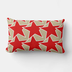 Modern Star Geometric - deep red and taupe Lumbar Pillow
