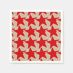 Modern Star Geometric - deep red and taupe Napkin