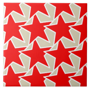Modern Star Geometric - deep red and taupe Tile