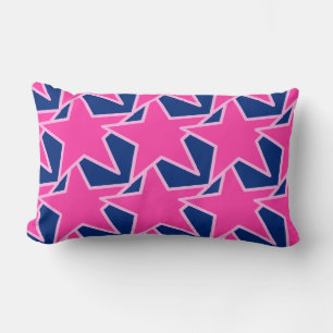 Modern Star Geometric - fuchsia pink and navy Lumbar Pillow