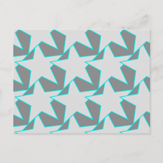 Modern Star Geometric - grey and turquoise Postcard (Front)