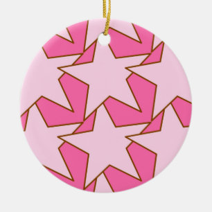 Modern Star Geometric - light and deep pink Ceramic Ornament