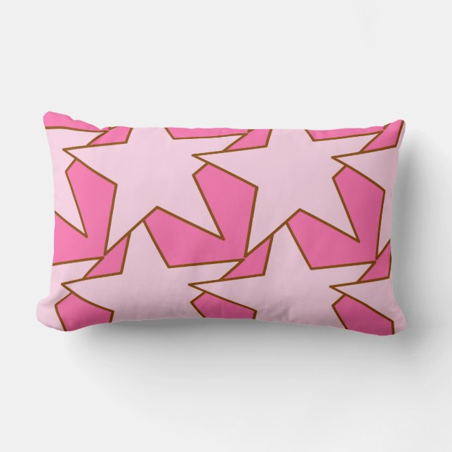 Modern Star Geometric - light and deep pink Lumbar Pillow (Front)
