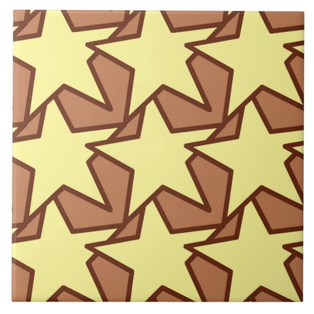 Modern Star Geometric, Light Yellow & Cocoa Brown  Tile (Front)