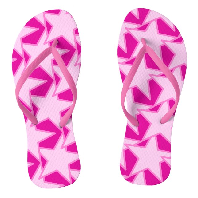 Modern Star Geometric - pale pink and fuchsia Flip Flops (Footbed)