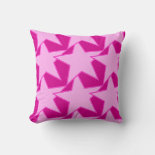 Modern Star Geometric - pale pink and fuchsia Throw Pillow