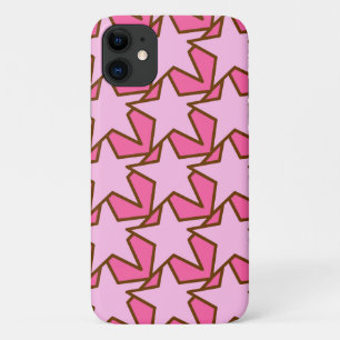 Modern Star Geometric Pattern, Coral & Pastel Pink iPhone 11 Case