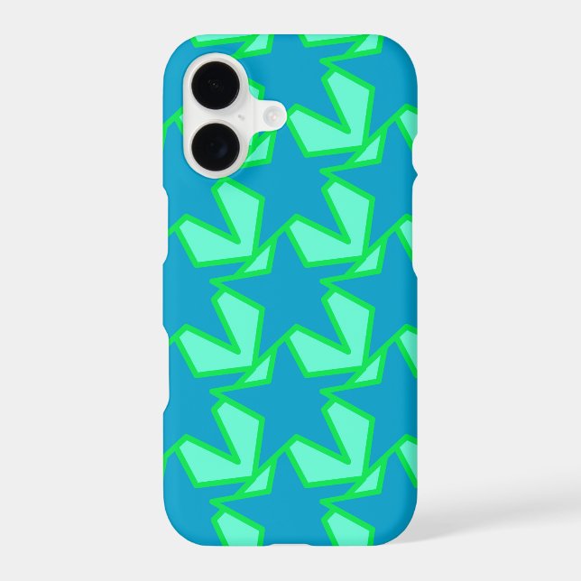 Modern Star Geometric Pattern, Jade Green and Blue (Back)