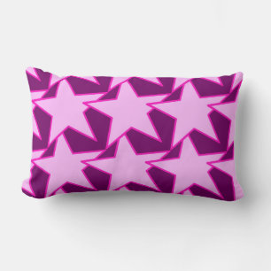 Modern Star Geometric - pink and amethyst purple Lumbar Pillow