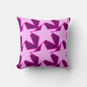 Modern Star Geometric - pink and amethyst purple Throw Pillow