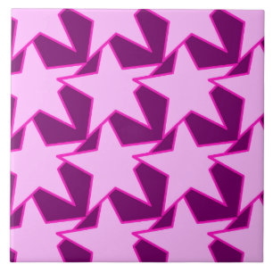 Modern Star Geometric - pink and amethyst purple Tile