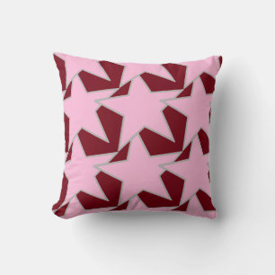 Modern Star Geometric - pink and burgundy Throw Pillow
