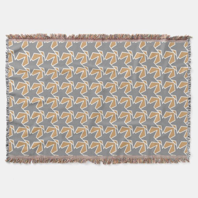 Modern Star Geometric - taupe and grey / grey Throw Blanket (Front)