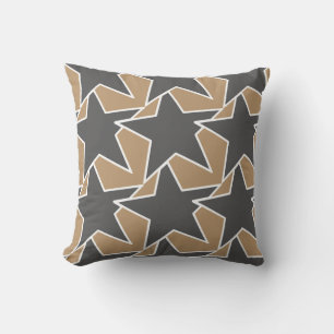 Modern Star Geometric - taupe and grey / grey Throw Pillow