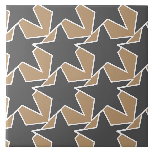 Modern Star Geometric - taupe and grey / grey Tile (Front)