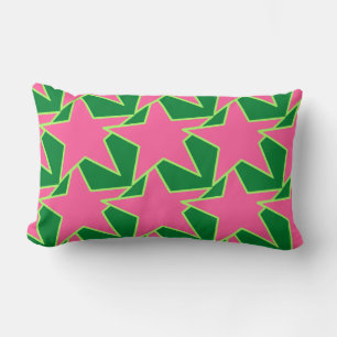 Modern Star Geometric - watermelon pink and green Lumbar Pillow