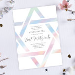 Modern Star of David Pastel Bat Mitzvah Invitation<br><div class="desc">Modern Star of David Pastel Bat Mitzvah Invitation features a unique and modern Star of David outline in a beautiful holographic effect around your event details.</div>