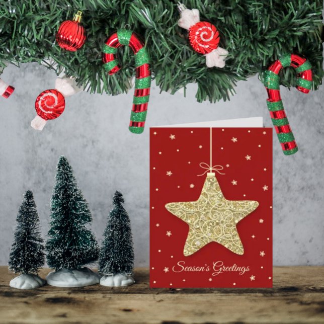 Modern Star Ornament Christmas Photo Holiday Card (Creator Uploaded)