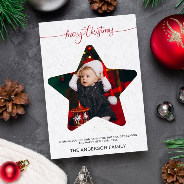 Modern Star Photo Merry Christmas Holidays  Invitation (Creator Uploaded)