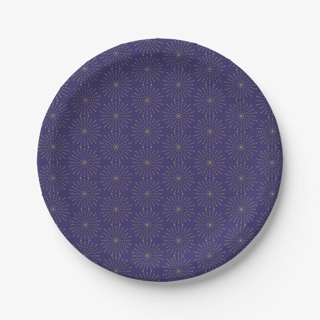 Modern Starburst For New Year's Paper Plates (Front)