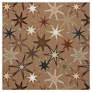 Modern Starburst Print, Coffee Brown and Beige Fabric