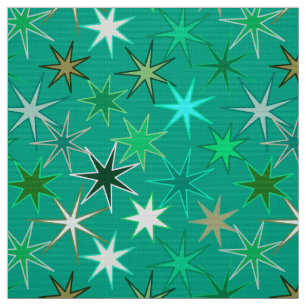 Modern Starburst Print, Turquoise and Aqua Fabric
