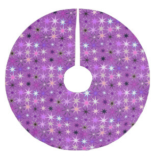 Modern Starburst Print, Violet Purple and Orchid Brushed Polyester Tree Skirt