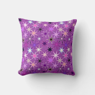 Modern Starburst Print, Violet Purple and Orchid Throw Pillow