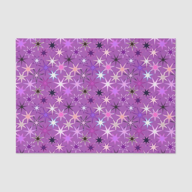 Modern Starburst Print, Violet Purple and Orchid Tissue Paper (Front)