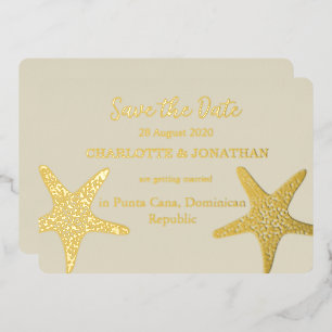 Modern Starfish Beach Wedding Gold