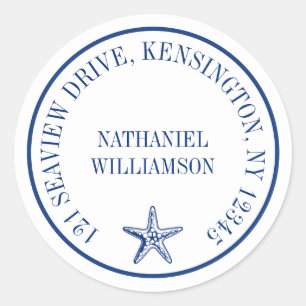 Modern Starfish Navy Return Address Label