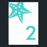 Modern Starfish Wedding Table Number Card, Aqua<br><div class="desc">Simple. Modern. Elegant Starfish Table Number Cards to help your guests find their seats.  Please customize with the numbers you need,  and add to your cart one card at a time.  Cards coordinate with my modern starfish wedding suite.</div>